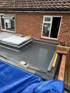 GRP fibreglass roof. with skylight